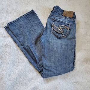 Silver Eden Distressed Boot Cut Jeans, W27/L31